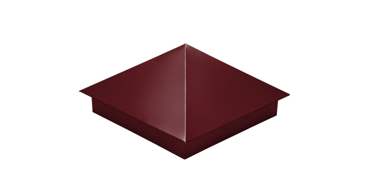 Колпак на столб 390х390 0,5 Satin с пленкой RAL 3005 красное вино