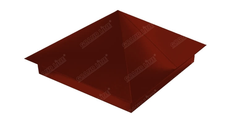 Колпак на столб 390х390 Satin с пленкой RAL 3011 коричнево-красный