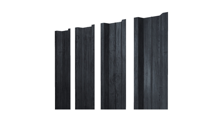 Штакетник П-образный В с прямым резом 0,45 Print Premium Grey Wood TwinColor